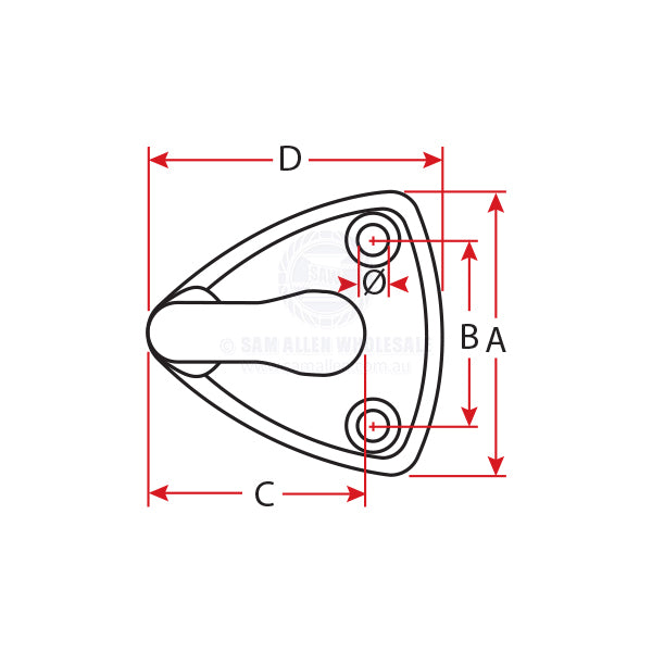FIXED HOOK - CAST STAINLESS STEEL - BASE WIDE OPENING