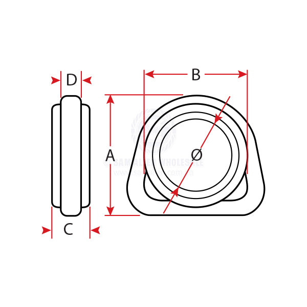 D RING WITH FERRULE - STAINLESS STEEL