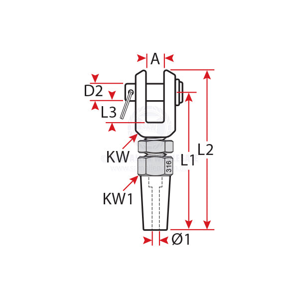 SWAGELESS TERMINAL - FORK - S/S