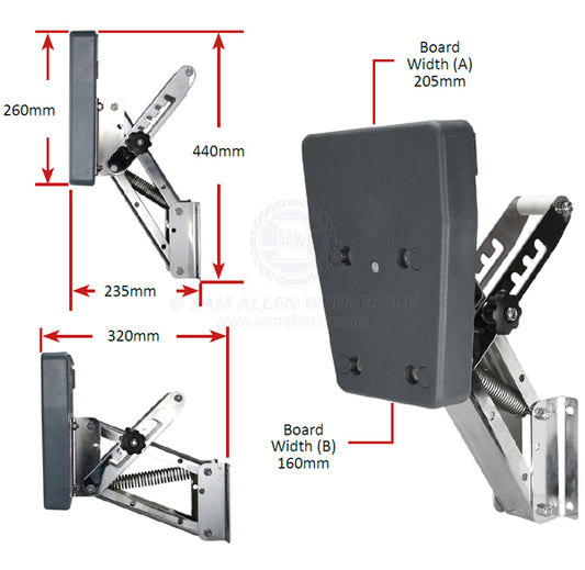 OUTBOARD MOTOR BRACKET - 316 S/S WITH PLASTIC MOUNTING BOARD