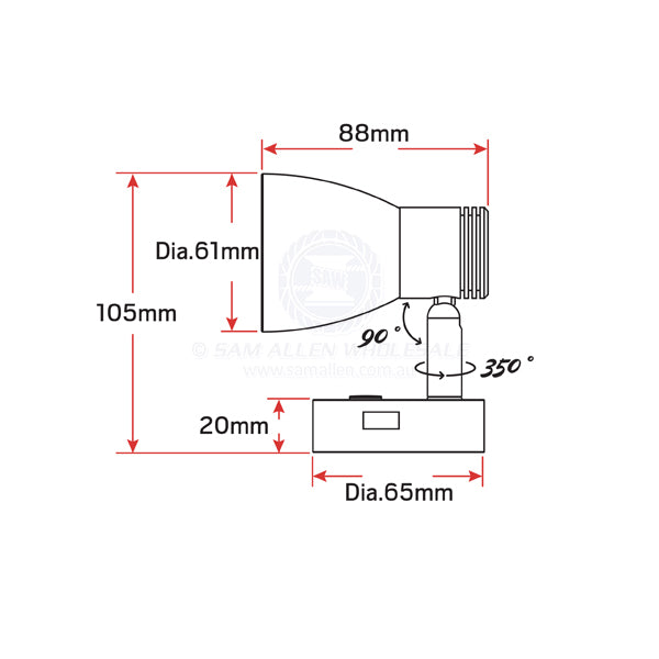 RELAXN LED - BULKHEAD READING LIGHT - DIMMABLE - USB-A CHARGER