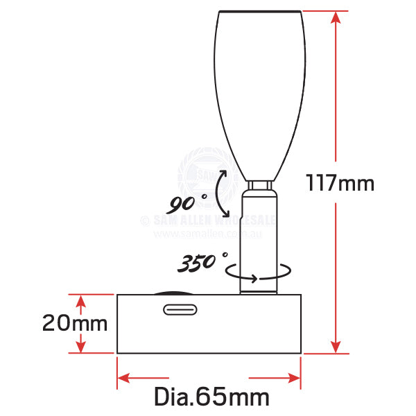 RELAXN LED - BULLET READING LIGHT - DIMMABLE - USB-C CHARGER