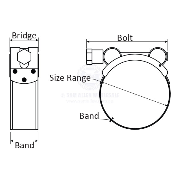 HOSE CLAMPS - T-BOLT - STAINLESS STEEL