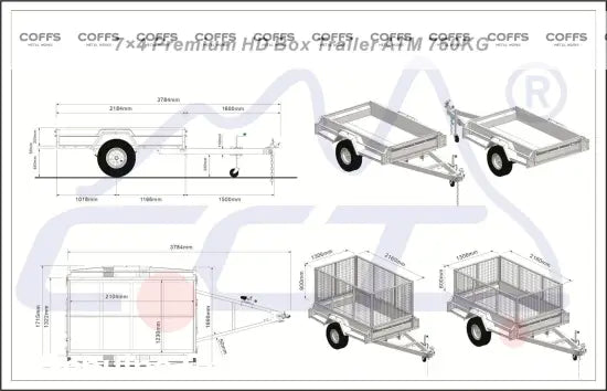 7x4 CCT Box Trailers Premium Model Ultra Heavy-Duty 750KG For Sale Box Trailer