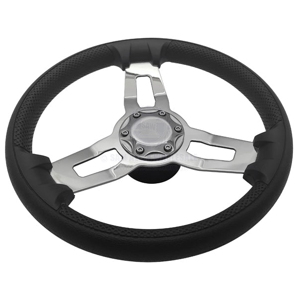 RELAXN STEERING WHEEL - 3 SPOKE S/S PU GRIP