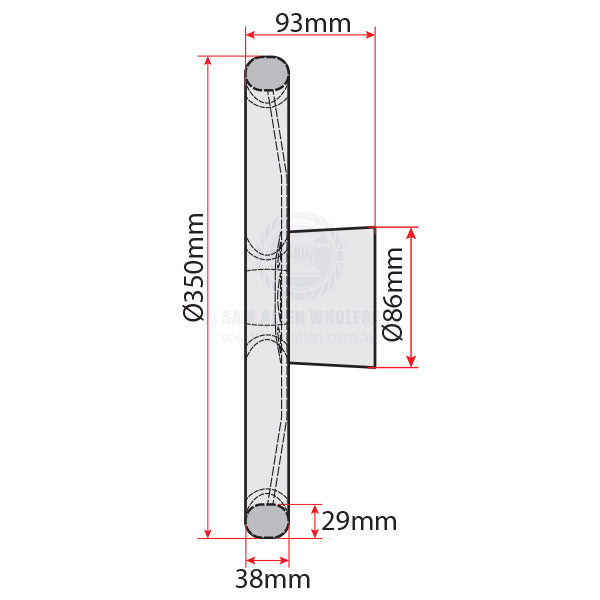 RELAXN STEERING WHEEL - 3 SPOKE S/S PU GRIP
