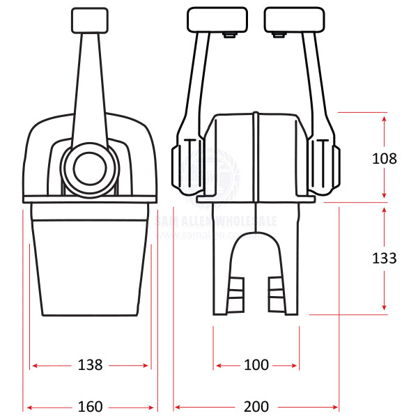ULTRAFLEX ENGINE CONTROL - TOP MOUNT - DUAL FUNCTION - BLACK POWDER COATED - B73, B74, B77 & B79