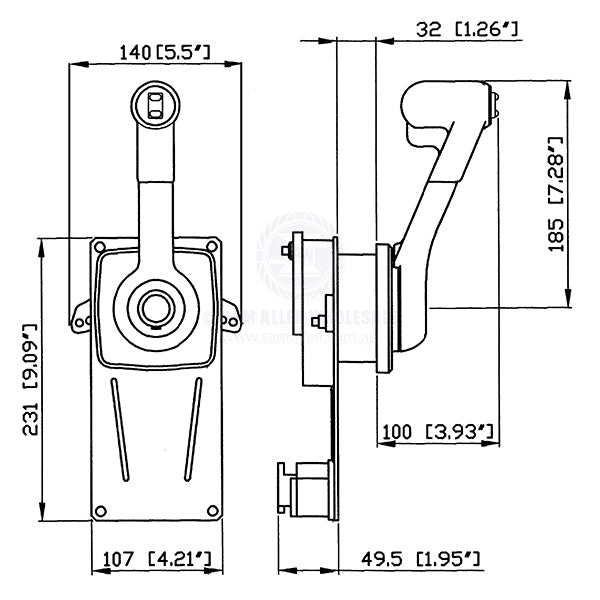 ULTRAFLEX ENGINE CONTROL - SIDE MOUNT - ALUMINIUM