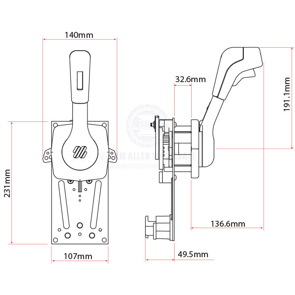 ULTRAFLEX ENGINE CONTROL - SIDE MOUNT - TRIM - CHROME - B310 SERIES