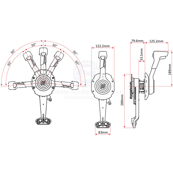 ULTRAFLEX ENGINE CONTROL - SIDE MOUNT - DUAL FUNCTION - POWDER COATED