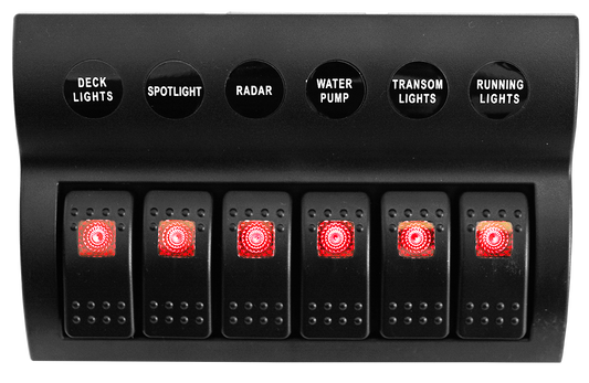 6 Gang Switch Panel With Circuit Breakers - Pre Wired | Coffs Metal Works