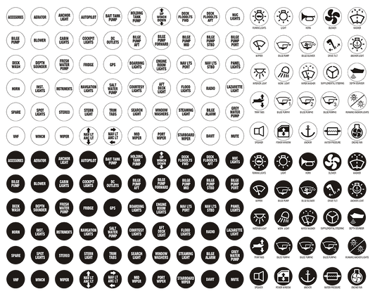 Switch Panel Name Plates - Black & White 19mm Round | Coffs Metal Works
