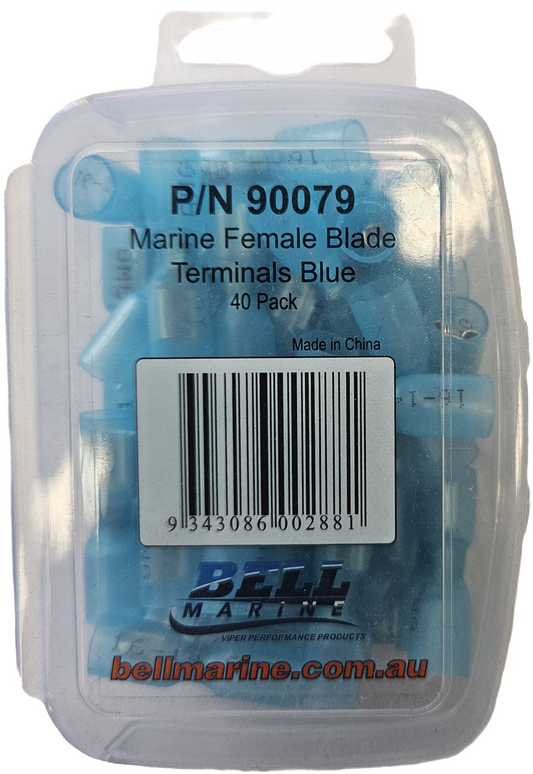 Viper Pro Series Marine Glue Lined Female Blade Terminal Blue - 4mm - 40 Pack | Coffs Metal Works