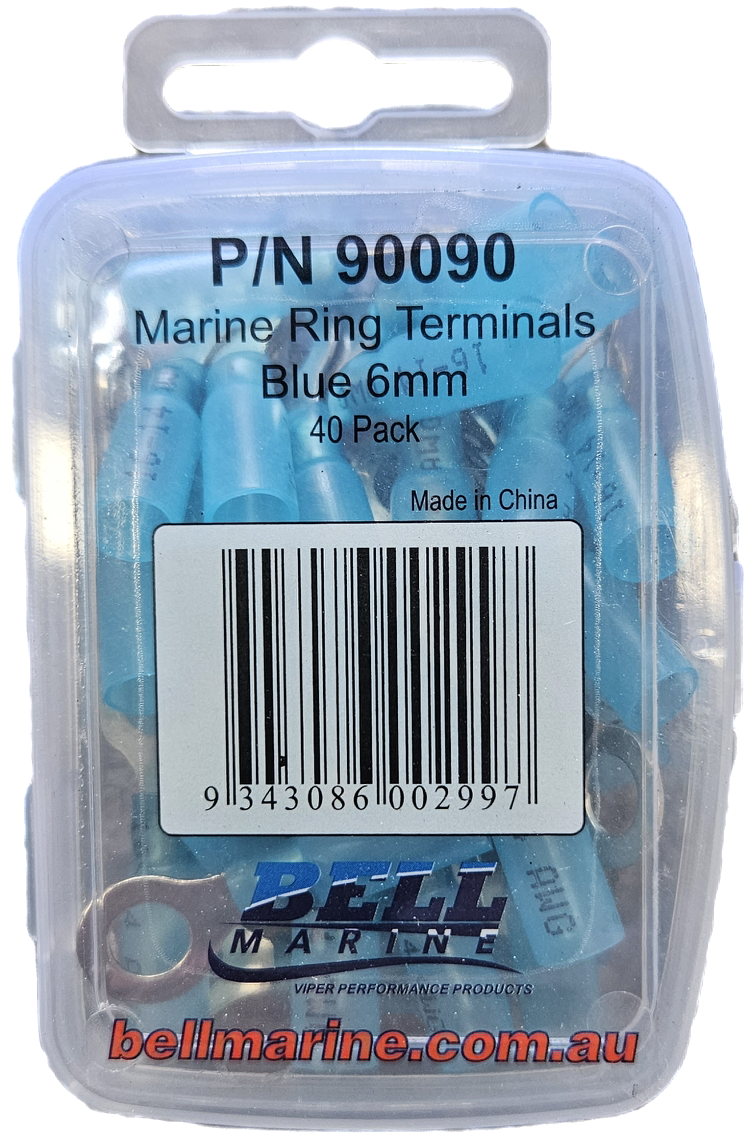 Viper Pro Series Marine Glue Lined Ring Terminal Blue - 6mm - 40 Pack | Coffs Metal Works