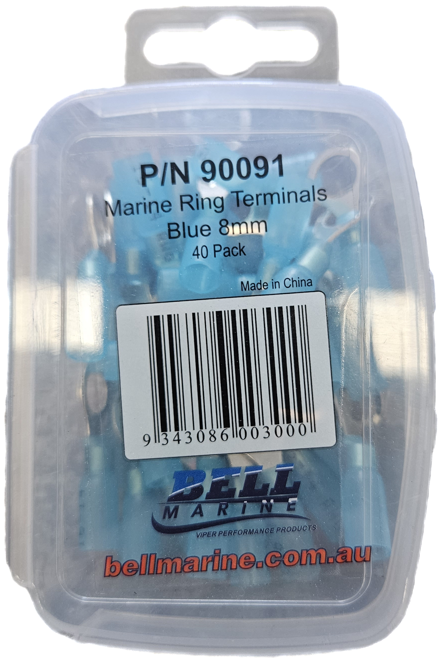Marine Glue Lined Ring Terminal Blue - 8mm - 40 Pack | Coffs Metal Works