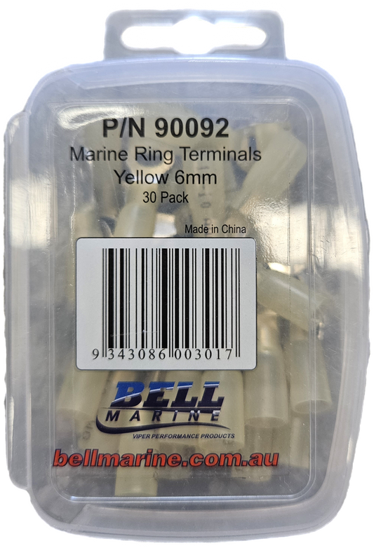 Viper Pro Series Marine Glue Lined Ring Terminal Yellow - 6mm - 30 Pack | Coffs Metal Works