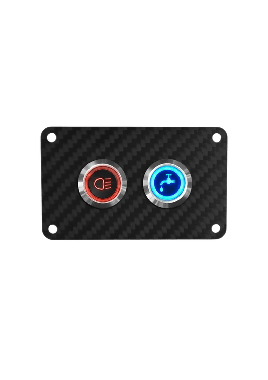 VIPER ELITE SERIES 2 GANG CARBON FIBRE SWITCH PANEL WITH 20AMP DUAL LED IP67 BACKLIT SWITCHES | Coffs Metal Works
