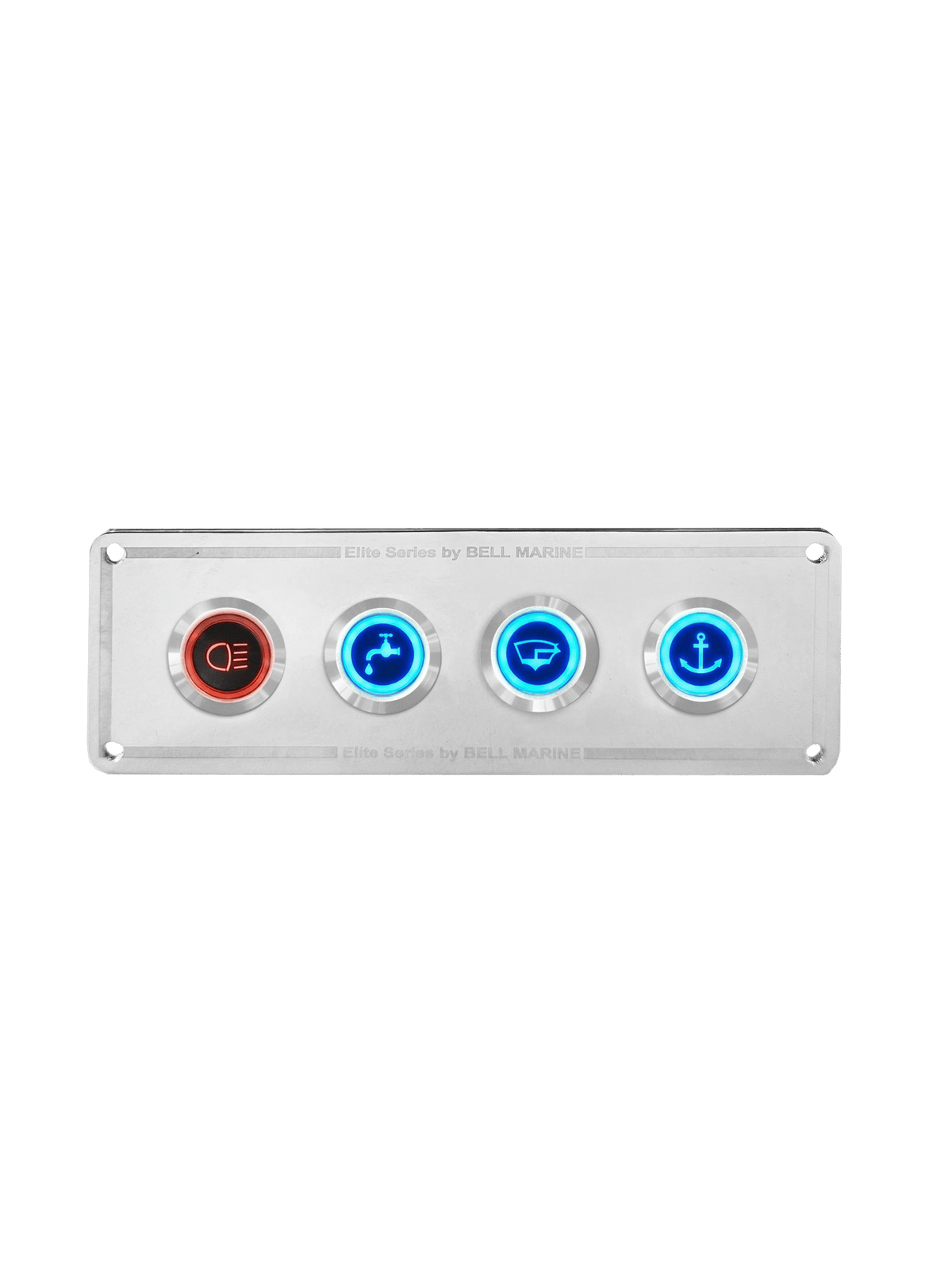 VIPER ELITE SERIES 4 GANG STAINLESS STEEL SWITCH PANEL WITH 20AMP DUAL LED IP67 BACKLIT SWITCHES | Coffs Metal Works