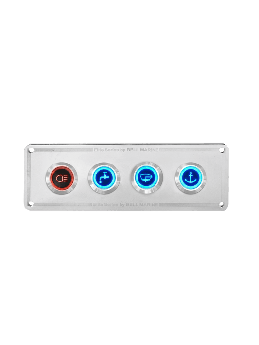 VIPER ELITE SERIES 4 GANG STAINLESS STEEL SWITCH PANEL WITH 20AMP DUAL LED IP67 BACKLIT SWITCHES | Coffs Metal Works