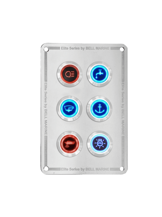 VIPER ELITE SERIES 6 GANG STAINLESS STEEL SWITCH PANEL WITH 20AMP DUAL LED IP67 BACKLIT SWITCHES | Coffs Metal Works