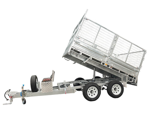CCT 14×7 Hydraulic Tipper Flat Top Trailer With 900mm Cage For Sale ATM-3500KG/4500KG
