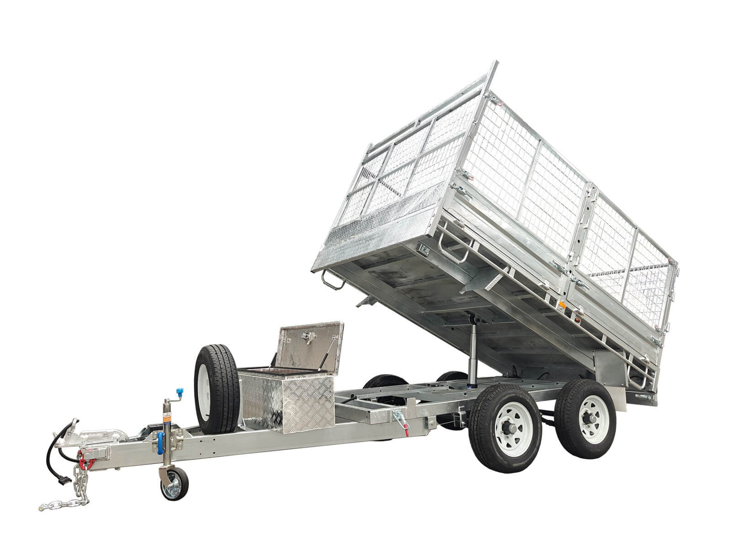 CCT 14×7 Hydraulic Tipper Flat Top Trailer With 900mm Cage For Sale ATM-3500KG/4500KG