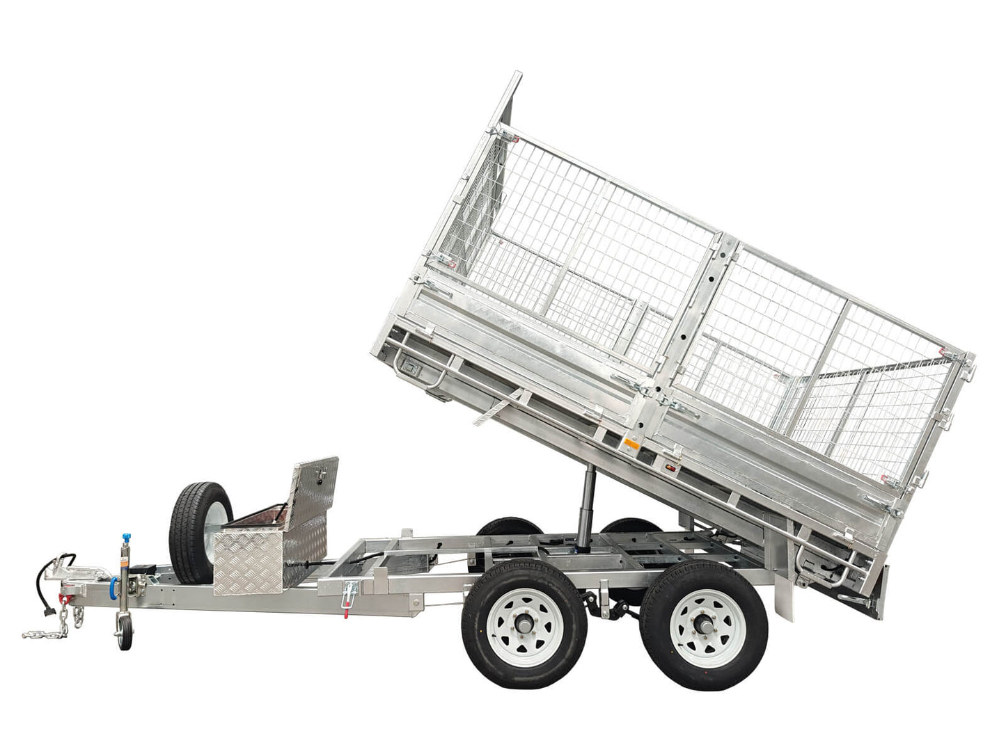 CCT 14×7 Hydraulic Tipper Flat Top Trailer With 900mm Cage For Sale ATM-3500KG/4500KG