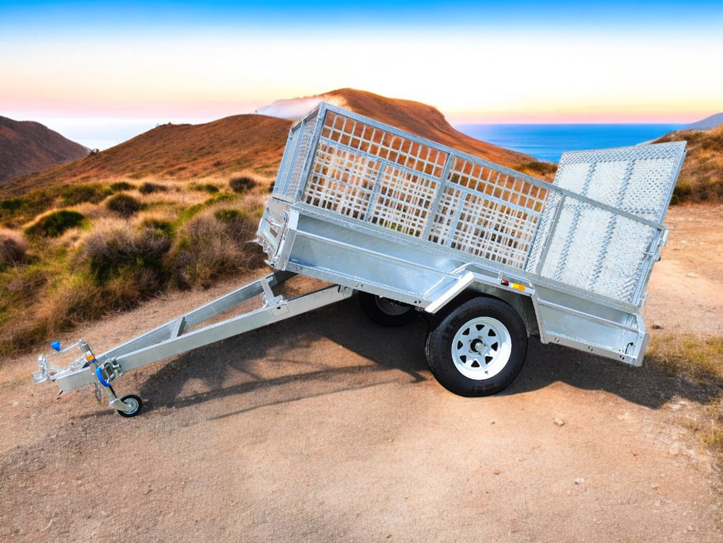 7×4 Premium Tilt Box Trailer With 7 Leaf Springs and Jockey Wheel ATM-750kg For Sale www.genuinecct.com