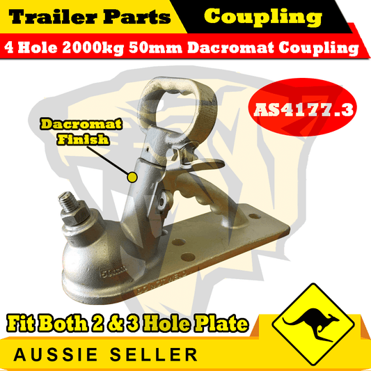 2T Quick Release Coupling 4 Hole fit Both 2&3 hole Plate 2000kg 50mm – Dacromet Finishy)