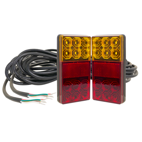 120 Series Left & Right Hand LED Combo Trailer Lamp Kit - Stop / Tail / Indicator / License Plate 9m Cable