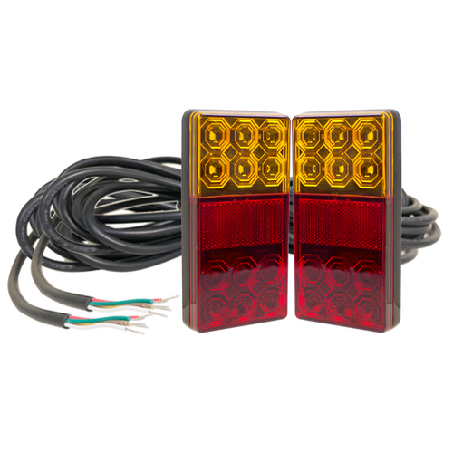 120 Series Left & Right Hand LED Combo Trailer Lamp Kit - Stop / Tail / Indicator / License Plate 9m Cable