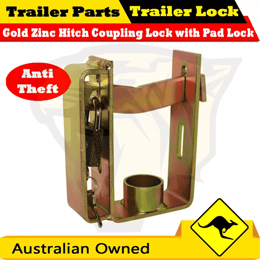 Superior Gold Zinc Hitch Coupling Lock with Padlock