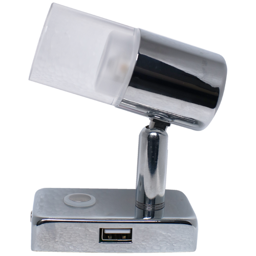 LED Crome Base Downlight Reading Light with USB Socket
