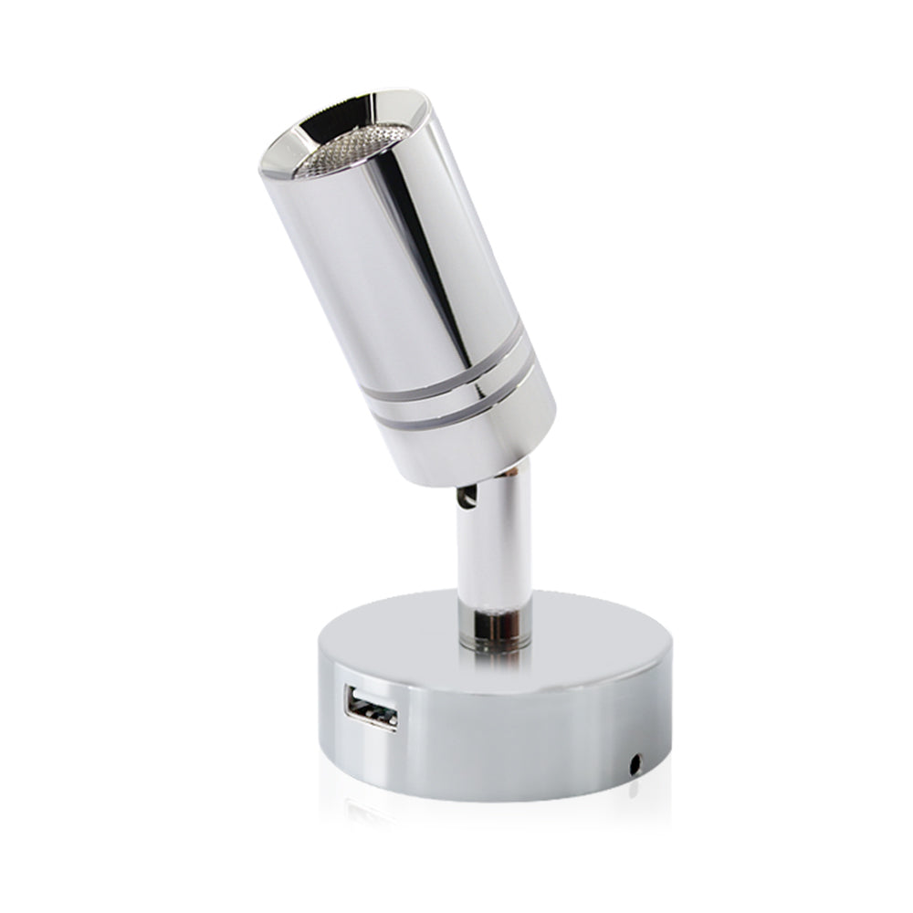 LED Chrome Base Ball Neck Reading Light with USB Socket