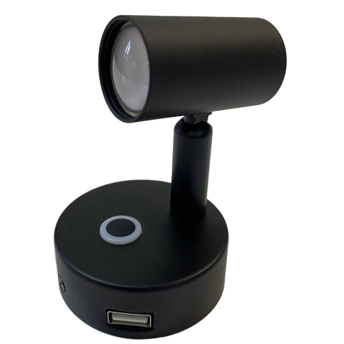 LED Black Base Downlight Reading Light with USB Socket