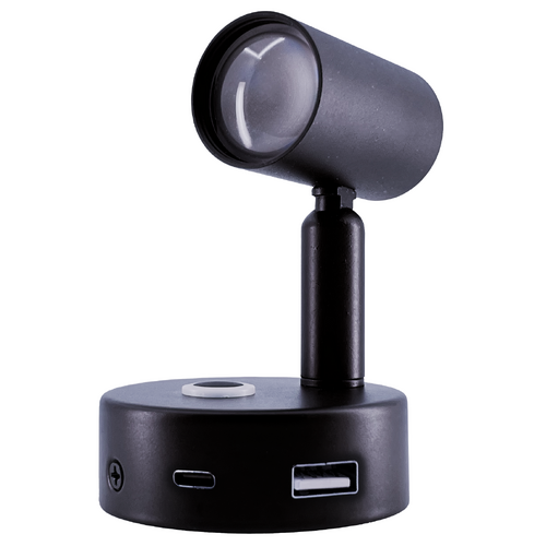 Black Downlight Reading Light Dual USB-A & USB-C