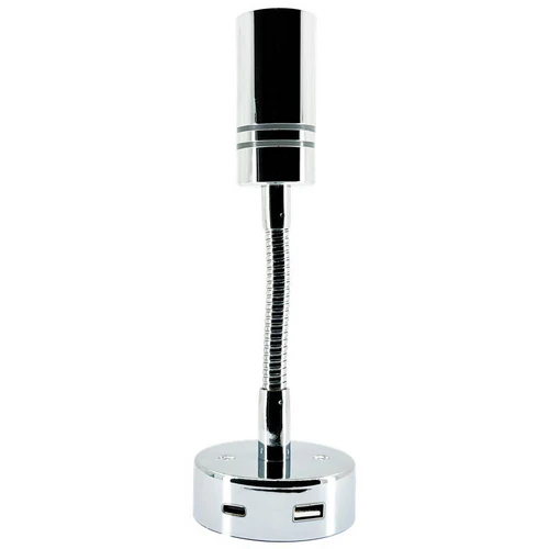 Chrome Gooseneck Reading Light Dual USB-A & USB-C lighting 12 and 24 volt