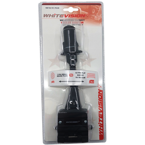 Trailer Adaptor - Flat 7 Pin Large Small Plug to 12 Pin Socket Blister
