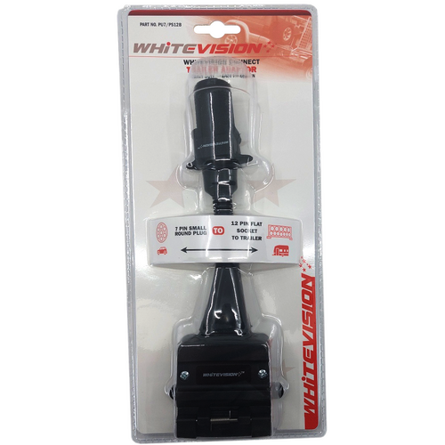 Trailer Adaptor - Flat 7 Pin Large Small Plug to 12 Pin Socket Blister