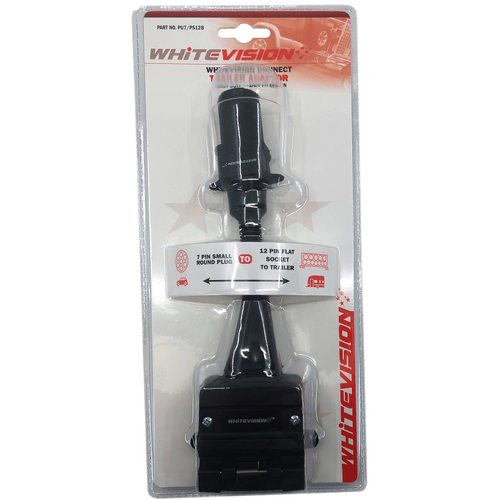 Trailer Adaptor - Flat 7 Pin Large Round Plug to 12 Pin Socket Blister (Copy)