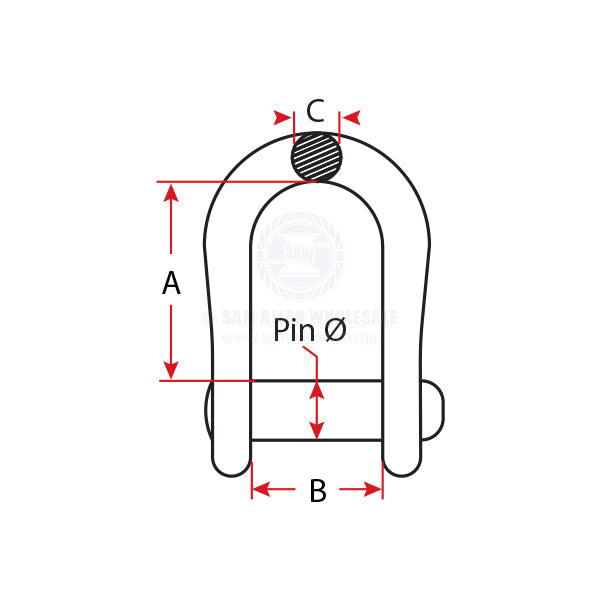 RILEY SHACKLES - SLOTTED PIN - STAINLESS STEEL