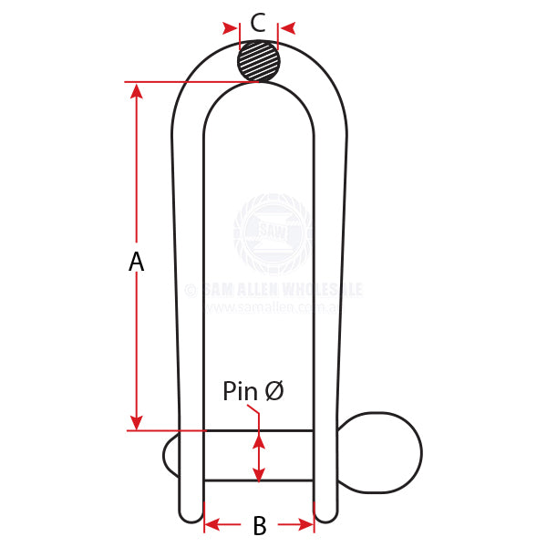 RILEY SHACKLES - LONG DEE - STAINLESS STEEL