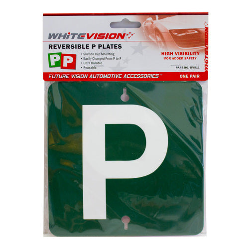 Reversible White on Green & White on Red P Plate