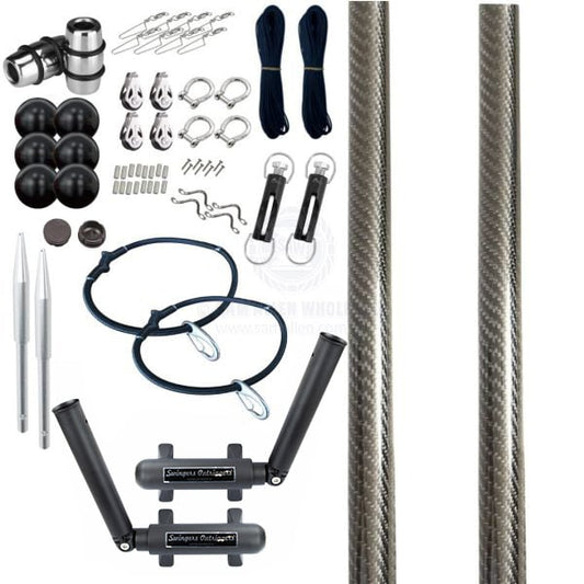 SWINGERS OUTRIGGERS BLACK KITS - WITH GRANDER SERIES 3K CARBON POLES & RIGGING