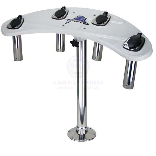 REELAX LIGHT TACKLE STATION ROCKET LAUNCHER & STAINLESS STEEL PEDESTAL WHITE SWIVEL