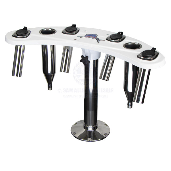 REELAX LIGHT TACKLE STATION WHITE ROCKET LAUNCHER WITH SLIMY TUBES & STAINLESS STEEL PEDESTAL