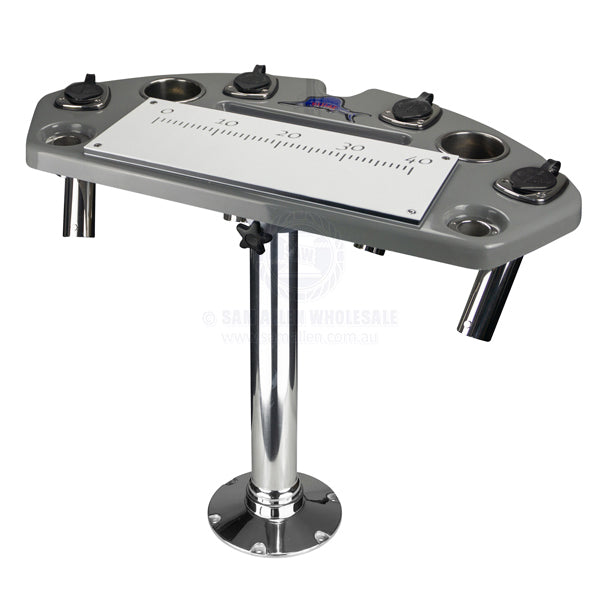 REELAX LIGHT TACKLE STATION PREP BOARD & STAINLESS STEEL PEDESTAL WHITE PEDESTAL