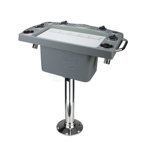 REELAX LIGHT TACKLE STATION WITH DELUXE PREP BOARD / LIVE BAIT & STAINLESS STEEL PEDESTAL