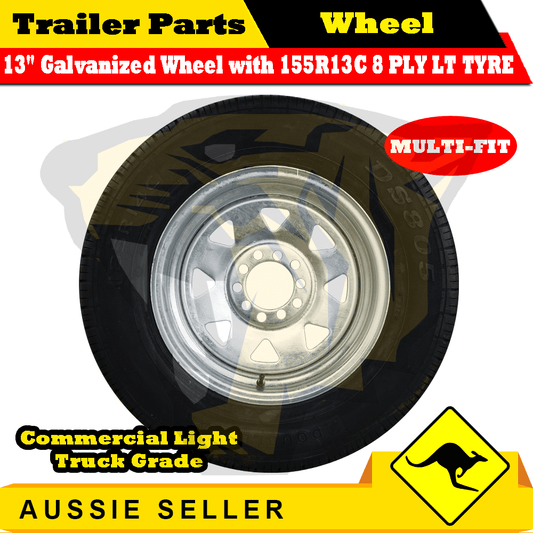 155R13C 8 PLY 13 inch Galvanised Rim (Multi-fit Rim) 600 kg