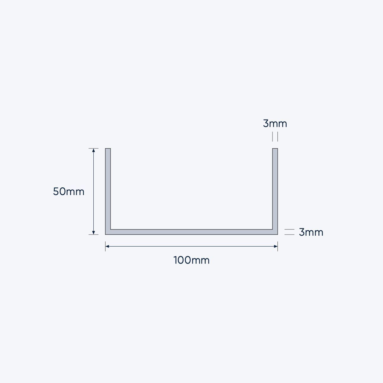 aluminium channel size 100 50 3 mm 4